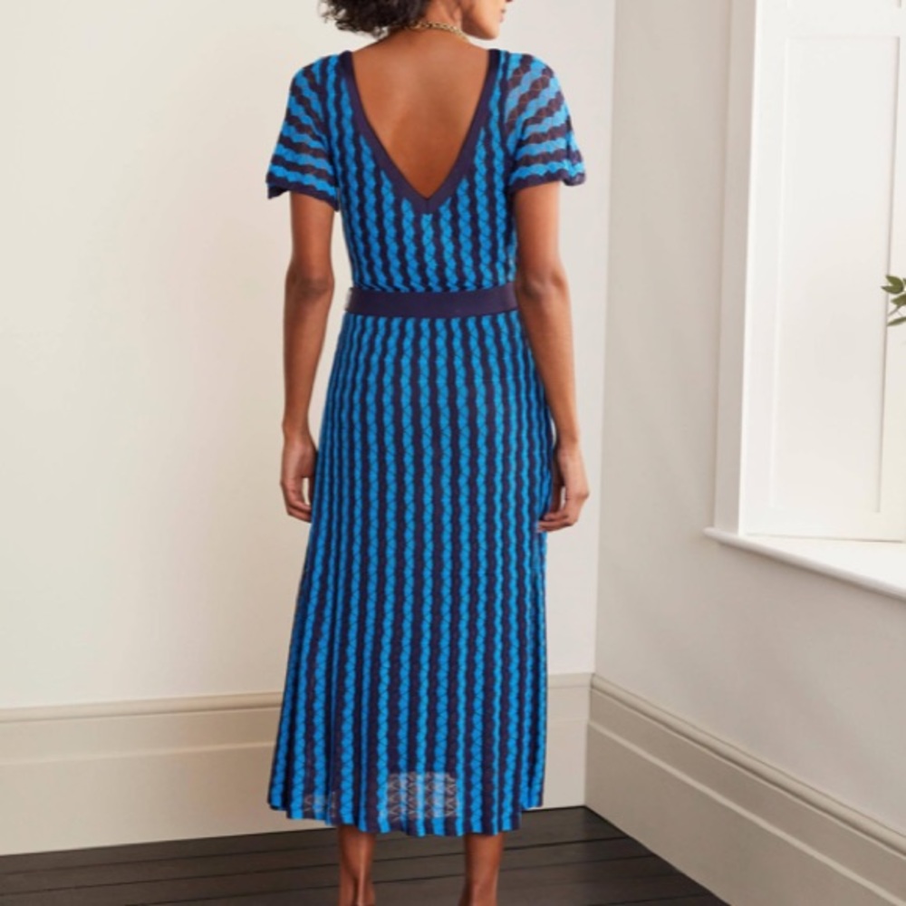 Boden Blue Rowan Pointelle Knitted Dress - Picture 3 of 12